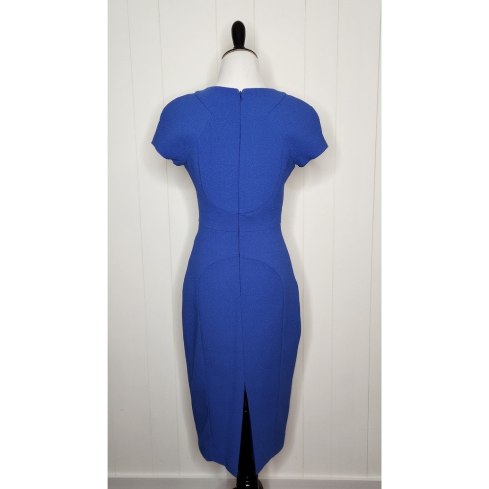 Black Halo Cobalt Blue Fitted Sheath Dress - Picture 6 of 8